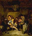 Interior Scene with Six Male Peasants Smoking and Drinking